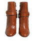Dolce & Gabbana Brown Leather DG Logo Buckle Ankle Boots Shoes