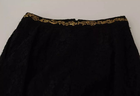 Dolce & Gabbana Black Lace Gold Baroque SPECIAL PIECE Shorts
