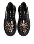 Dolce & Gabbana Black Leather Derby Shoes – Crystal Studded Chunky Soles