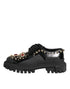 Dolce & Gabbana Black Leather Derby Shoes – Crystal Studded Chunky Soles