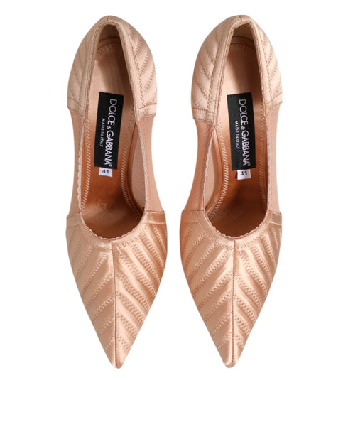 Dolce & Gabbana Cipria Nude Satin Stiletto Pumps – Women's Mesh High Heels