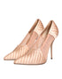 Dolce & Gabbana Cipria Nude Satin Stiletto Pumps – Women's Mesh High Heels