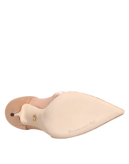 Dolce & Gabbana Cipria Nude Satin Stiletto Pumps – Women's Mesh High Heels