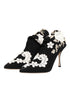 Dolce & Gabbana Embroidered Jersey Boots – Black & White Stretch Stilettos for Women
