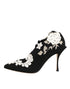 Dolce & Gabbana Embroidered Jersey Boots – Black & White Stretch Stilettos for Women
