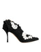 Dolce & Gabbana Embroidered Jersey Boots – Black & White Stretch Stilettos for Women