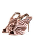 Dolce & Gabbana Bronze Satin Ruched Slingback Sandals Shoes