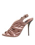 Dolce & Gabbana Bronze Satin Ruched Slingback Sandals Shoes