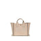 Chloé Carry Medium Handbag Beige Cotton Leather Women's Designer Shoulder Bag