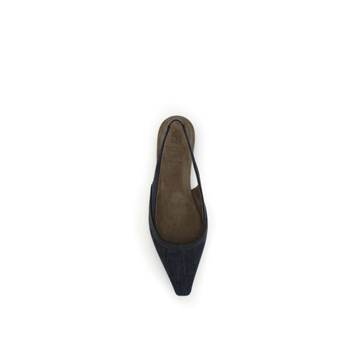 Brunello Cucinelli Denim slingback Ballerinas