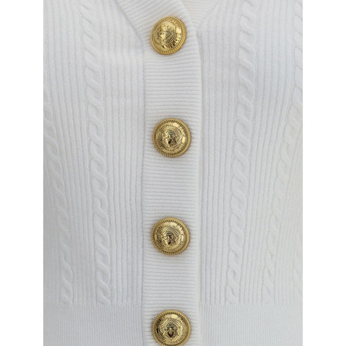 Balmain Ribbed and braided Cardigan