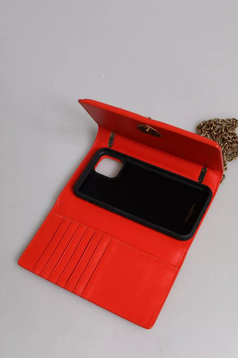 Dolce & Gabbana Devotion Quilted Phone Case Crossbody Bag Red Leather Women's Handbag
