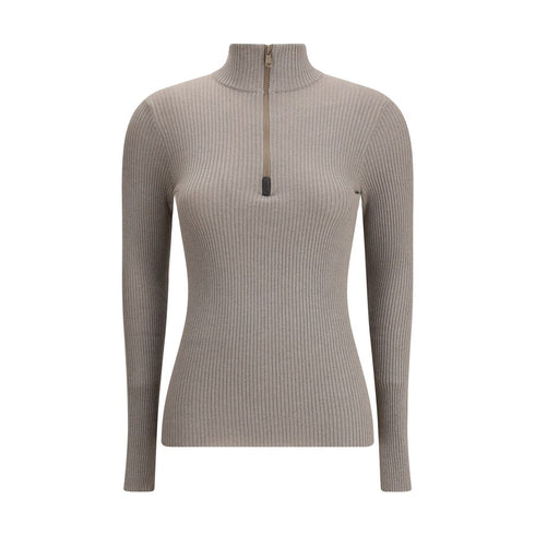 Brunello Cucinelli Zipped high neck Top