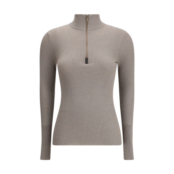 Brunello Cucinelli Zipped high neck Top