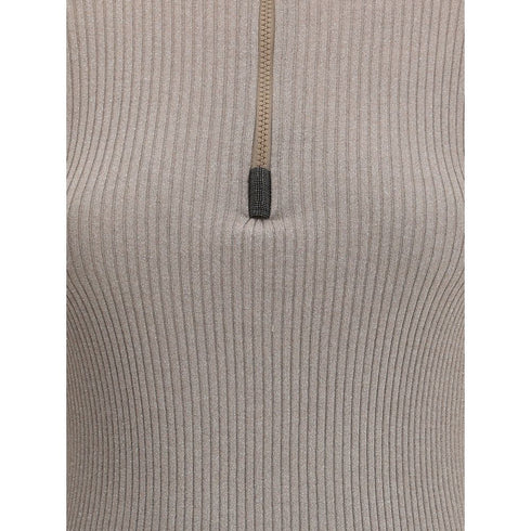 Brunello Cucinelli Zipped high neck Top