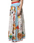 Dolce & Gabbana White Calendar Print Cotton Gathered Maxi Skirt