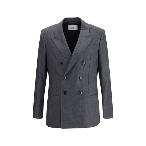 Ami Paris Double-breasted Blazer in Virgin Wool