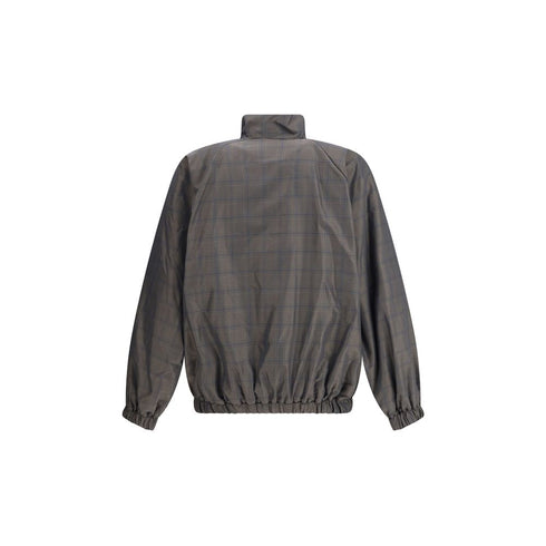 Balenciaga Zipped Jacket with Brown and Blue checked motif