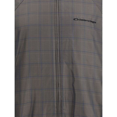 Balenciaga Zipped Jacket with Brown and Blue checked motif