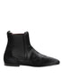 Dolce & Gabbana Black Leather Fur Men CHELSEA Boots Shoes