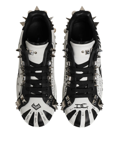 Dolce & Gabbana White Portofino Studded Men Sneakers Shoes