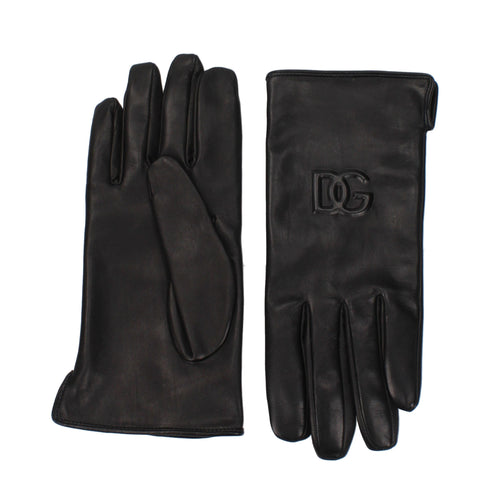 Dolce & Gabbana Black Leather Gloves