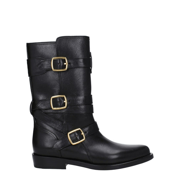 Celine Black Leather Flat Boots