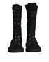Dolce & Gabbana Black Alpaca Wool Suede Mid Calf Boots Shoes