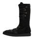 Dolce & Gabbana Black Alpaca Wool Suede Mid Calf Boots Shoes