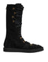 Dolce & Gabbana Black Alpaca Wool Suede Mid Calf Boots Shoes