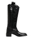 Dolce & Gabbana Black Leather Over The Calf Biker Boots Shoes