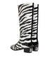 Dolce & Gabbana Black White Zebra Over The Calf Boots Shoes