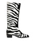 Dolce & Gabbana Black White Zebra Over The Calf Boots Shoes