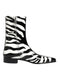 Dolce & Gabbana Black White Zebra Leather Mid Calf Boots Shoes