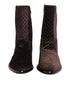Dolce & Gabbana Brown Cotton Velvet Mid Calf Short Boots Shoes