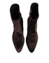 Dolce & Gabbana Brown Cotton Velvet Mid Calf Short Boots Shoes
