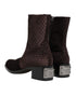 Dolce & Gabbana Brown Cotton Velvet Mid Calf Short Boots Shoes