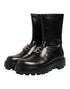 Dolce & Gabbana Black Logo Plaque Mid Calf Biker Boots Shoes