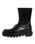 Dolce & Gabbana Black Logo Plaque Mid Calf Biker Boots Shoes