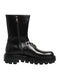 Dolce & Gabbana Black Logo Plaque Mid Calf Biker Boots Shoes