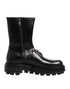 Dolce & Gabbana Black Logo Plaque Mid Calf Biker Boots Shoes