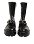 Dolce & Gabbana Black Logo Plaque Mid Calf Biker Boots Shoes
