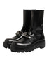 Dolce & Gabbana Black Logo Plaque Mid Calf Biker Boots Shoes