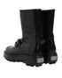 Dolce & Gabbana Black Logo Plaque Mid Calf Biker Boots Shoes