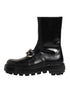 Dolce & Gabbana Black Logo Plaque Mid Calf Biker Boots Shoes