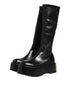 Dolce & Gabbana Black Logo Plaque Over The Calf Boots Shoes