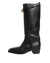 Dolce & Gabbana Black Logo Plaque Over The Calf Boots Shoes