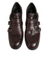 Dolce & Gabbana Brown Leather Monk Strap Formal Derby Shoes