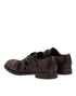Dolce & Gabbana Brown Leather Monk Strap Formal Derby Shoes