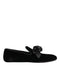 Dolce & Gabbana Black Suede Cotton Rose Slip On Loafers Shoes